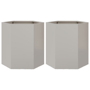 Vasos floreiras de jardim 2 pcs hexagonal 46x40x45 cm aço inox. H