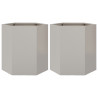 Vasos floreiras de jardim 2 pcs hexagonal 46x40x45 cm aço inox. 2