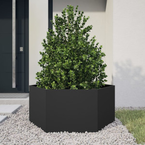 Vaso/floreira de jardim hexagonal 104x90x45 cm aço preto H