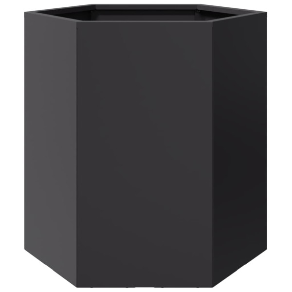 Vaso/floreira de jardim hexagonal 46x40x45 cm aço preto M 2