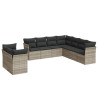 Set muebles jardín 9 pzas y cojines ratán sintético gris claro 2