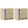 Mesas cabeceira c/ LEDs 2 pcs derivados madeira carvalho sonoma 3