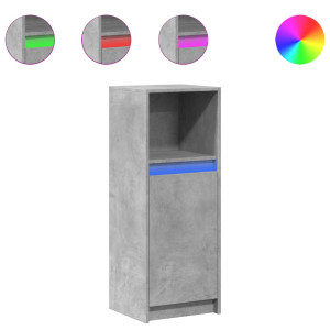 Aparador com luzes LED derivados de madeira cinzento cimento H