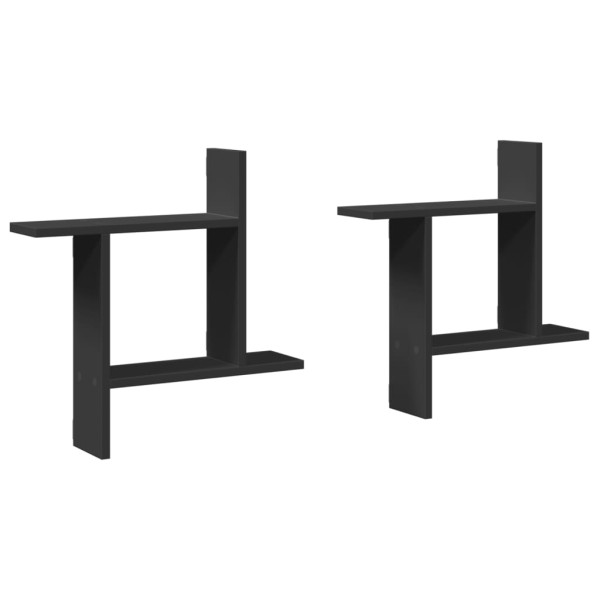Estantes de pared 2 uds madera ingeniería negro 50x12x50 cm M 2
