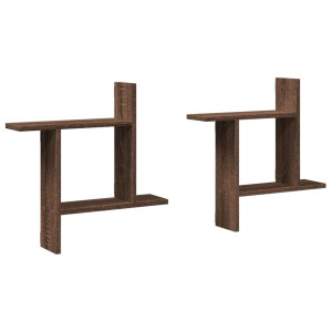 Estantes de pared 2 uds madera ingeniería marrón 50x12x50 cm H