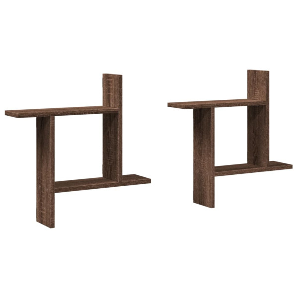 Prateleiras parede 2 pcs derivados de madeira carvalho castanho M 2