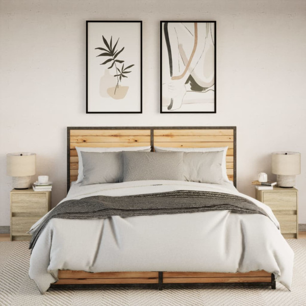 Mesitas de noche luces LED 2 uds madera ingeniería roble Sonoma M 4