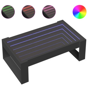 Mesa de centro luzes LED Infinity 90x53x30 cm preto H