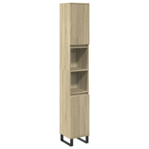 Armario de baño madera contrachapada roble Sonoma 30x30x190 cm H