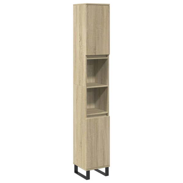 Armario de baño madera contrachapada roble Sonoma 30x30x190 cm M 2