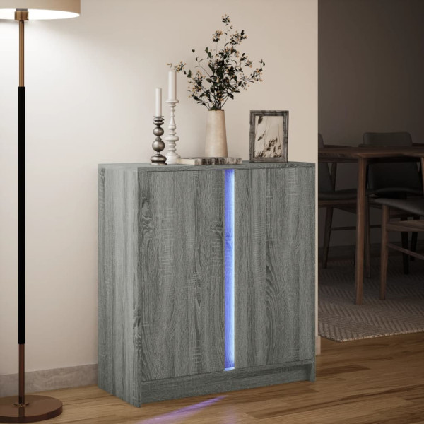 Aparador con LED madera de ingeniería gris Sonoma 77x34x85 cm M 5