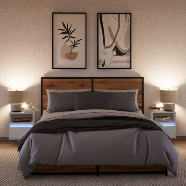 Móveis de parede p/ TV com luzes LED 2 pcs 41x31x45 cm branco M 5