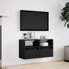 Muebles de TV de pared con luces LED 2 uds negro 41x31x45 cm 4
