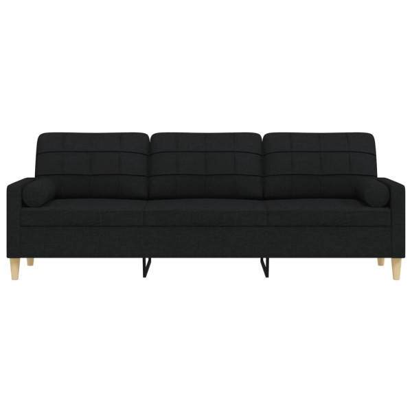 Sofá 3 lugares c/ almofadas decorativas 210 cm tecido preto M 3