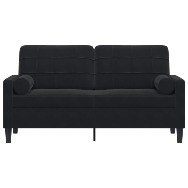 Sofá de 2 plazas con cojines terciopelo negro 140 cm M 3