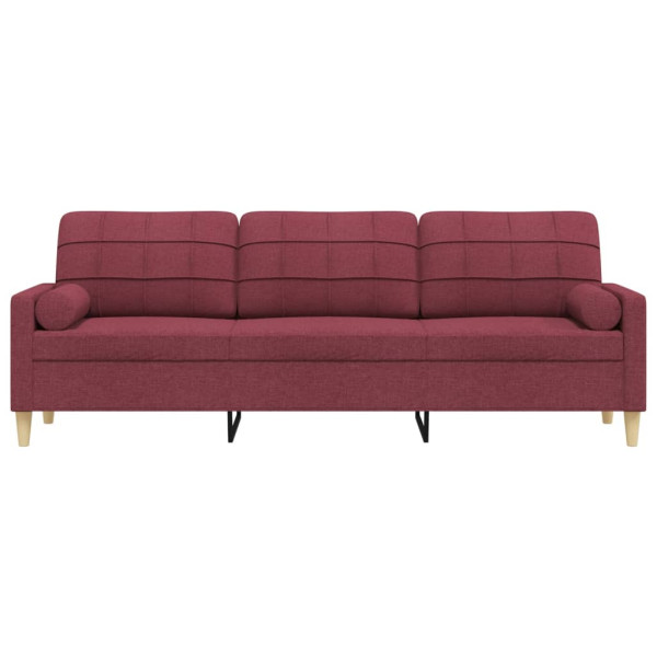 Sofá 3 lug. + almofadas decorativas 210cm tecido vermelho tinto M 3