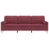 Sofá de 3 plazas con cojines tela rojo tinto 210 cm 3