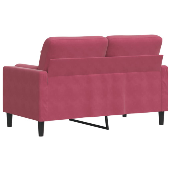 Sofá 2 lug. + almofadas decorativas 120cm veludo vermelho tinto M 5