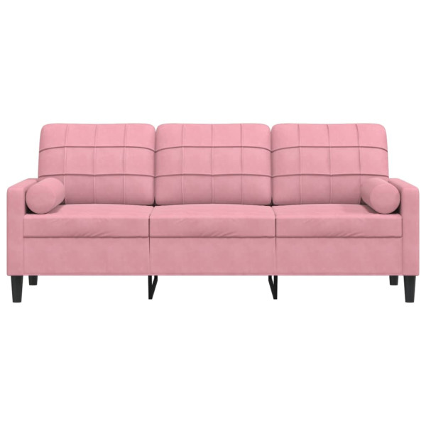 Sofá 3 lugares c/ almofadas decorativas 180 cm veludo rosa M 3
