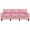 Sofá 3 lugares c/ almofadas decorativas 180 cm veludo rosa 3