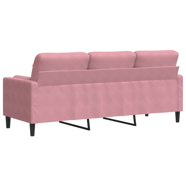 Sofá 3 lugares c/ almofadas decorativas 180 cm veludo rosa M 5