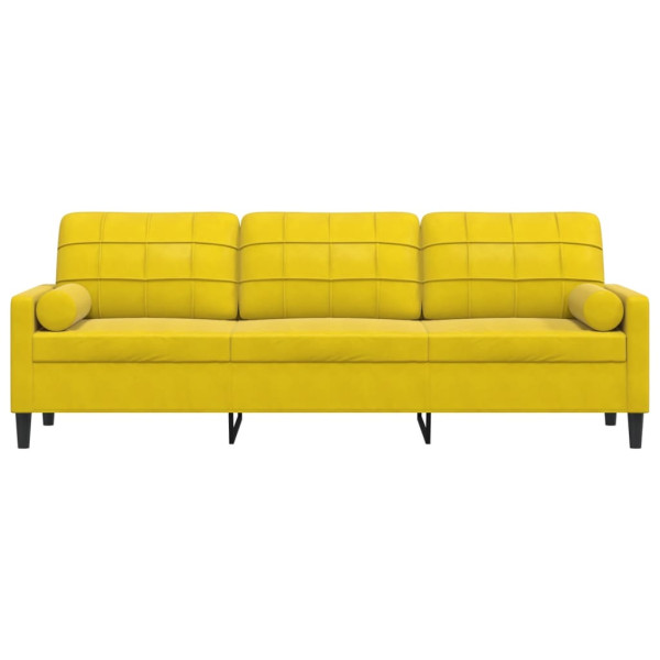 Sofá 3 lugares c/ almofadas decorativas 210 cm veludo amarelo M 3