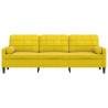 Sofá 3 lugares c/ almofadas decorativas 210 cm veludo amarelo 3