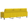 Sofá 3 lugares c/ almofadas decorativas 210 cm veludo amarelo 5