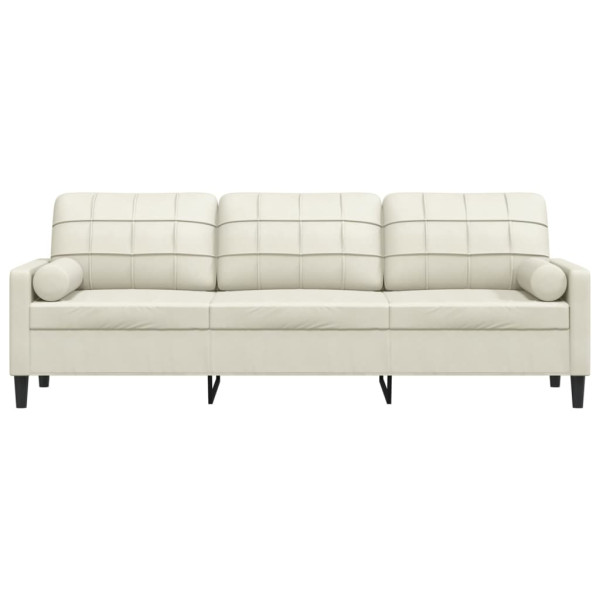 Sofá 3 lugares c/ almofadas decorativas 210 cm veludo creme M 3