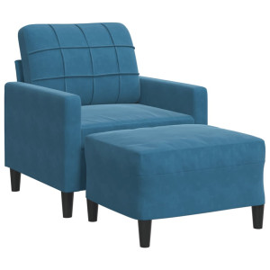 Sillón con taburete terciopelo azul 60 cm H
