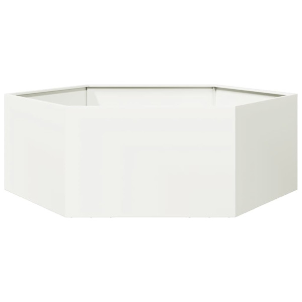 Vaso/floreira de jardim hexagonal 138x120x45 cm aço branco M 2