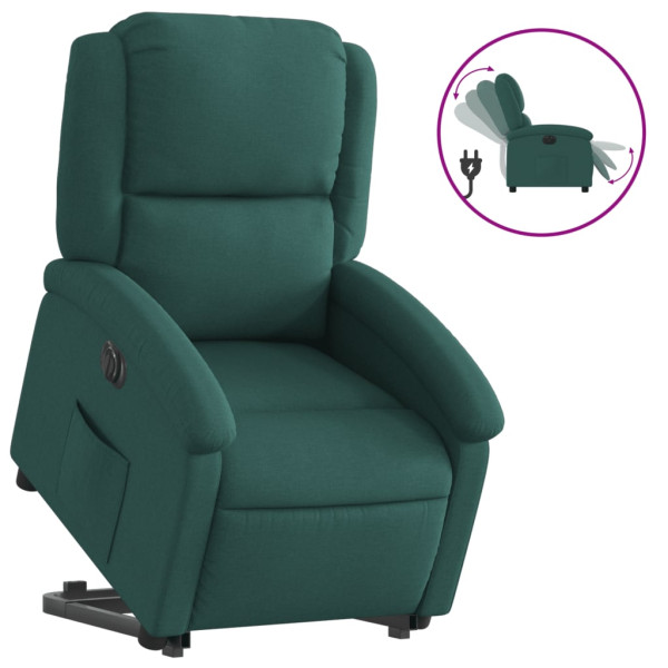 Sillón eléctrico reclinable elevable de tela verde oscuro M 2