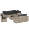 Set muebles jardín 9 pzas y cojines ratán sintético gris claro 2