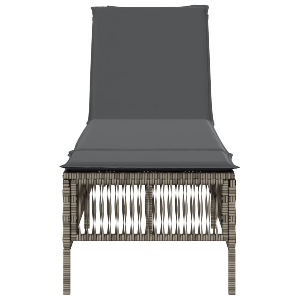 Tumbona com almofada de rattan sintético com almofada cinza M 4