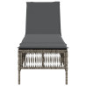 Tumbona com almofada de rattan sintético com almofada cinza 4