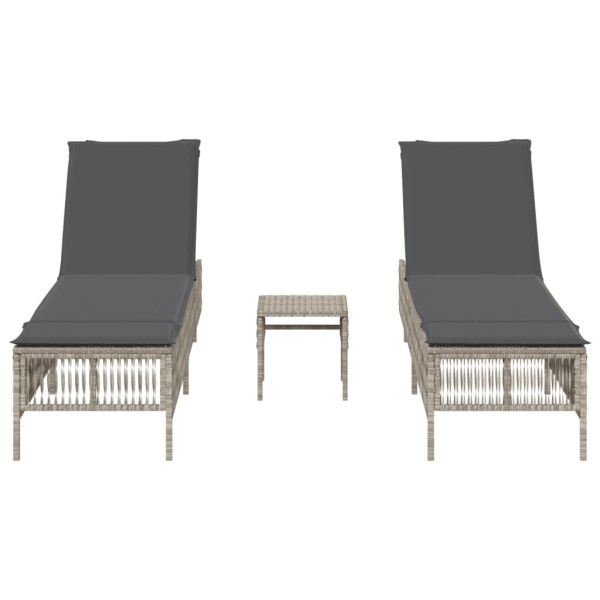 Camas com mesa 2 unidades ratão sintético cinza claro M 4