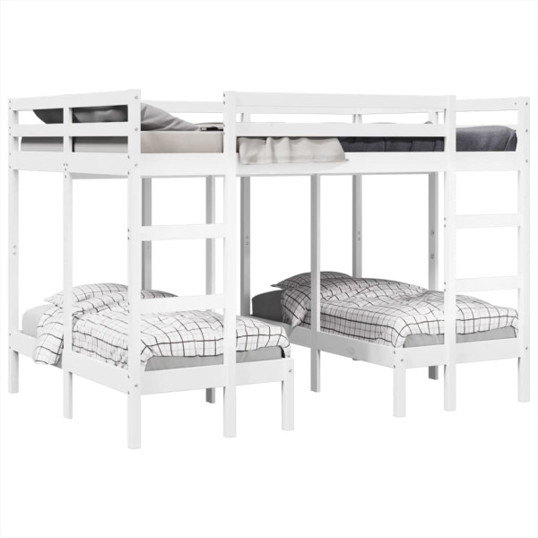 Beliche triplo 140x200/70x140 cm madeira de pinho maciça branco M 4