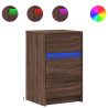 Mesita de noche con luces LED madera de ingeniería roble marrón 2