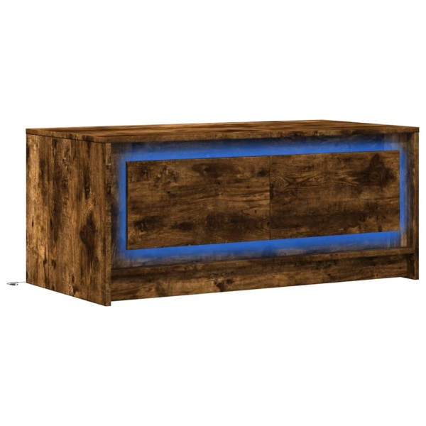 Mesa de centro con luces LED madera de ingeniería roble ahumado M 3
