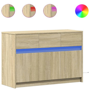 Mueble de TV LED madera de ingeniería roble Sonoma 91x34x61 cm H