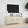 Mueble de TV de pared con luces LED roble Sonoma 130x31x45 cm 4