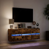 Mueble de TV de pared con luces LED roble ahumado 130x31x45 cm 5