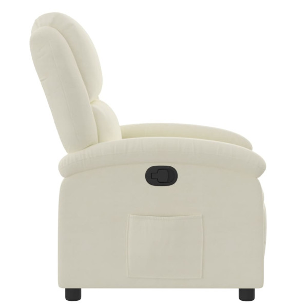 Sillón reclinable terciopelo blanco crema M 4