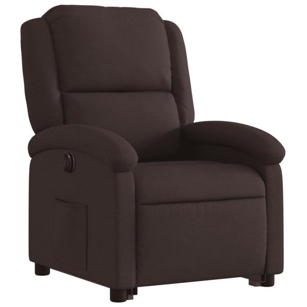 Sillón eléctrico reclinable elevable de tela marrón oscuro M 3
