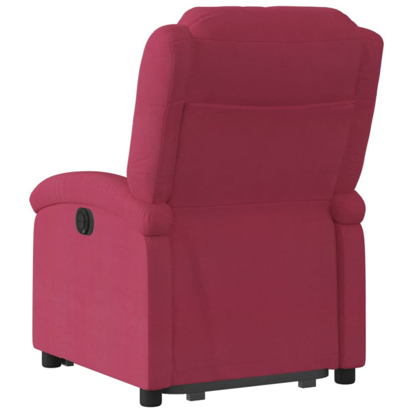 Sillón eléctrico reclinable elevable de terciopelo rojo tinto M 4