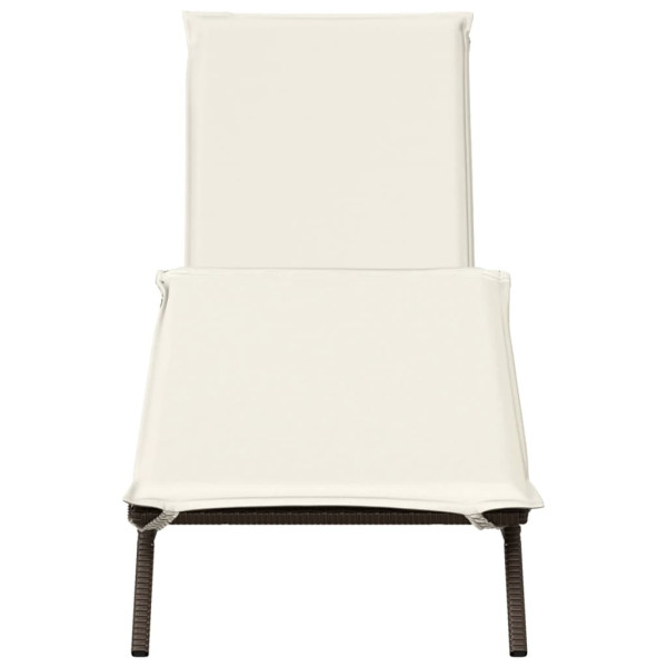 Tumbona con cojín ratán sintético marrón M 4