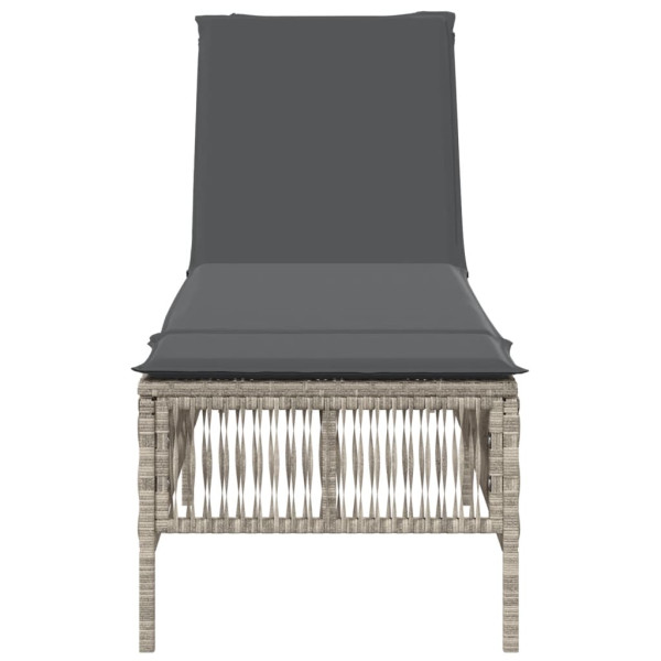 Tumbona con cojín ratán sintético gris claro M 4