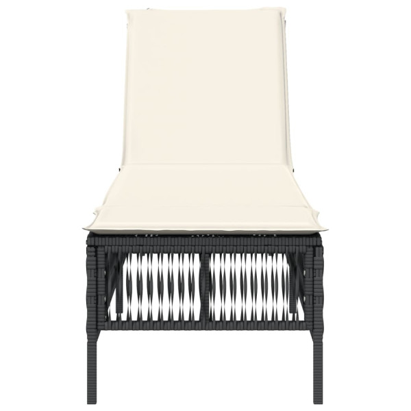 Tumbona com almofada de rattan sintética preta M 4