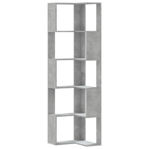 Estantería esquina 5 niveles madera gris hormigón 50x50x179 cm H