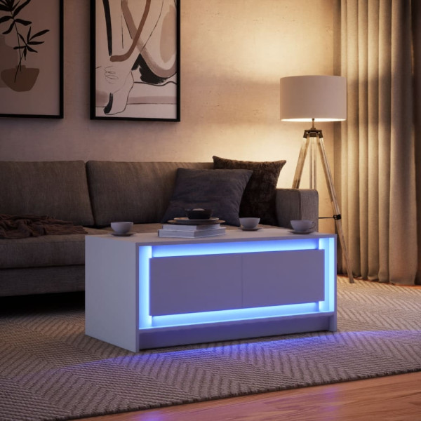 Mesa de centro com luzes LED derivados de madeira branco M 4